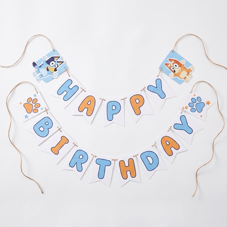 Bluey birthday banner and garland, in stock in store
