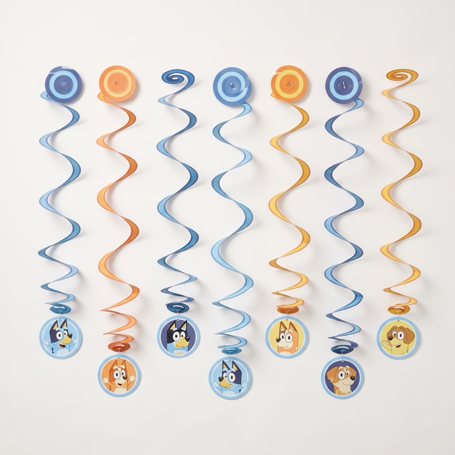Bluey hanging swirl decorations, in stock in store