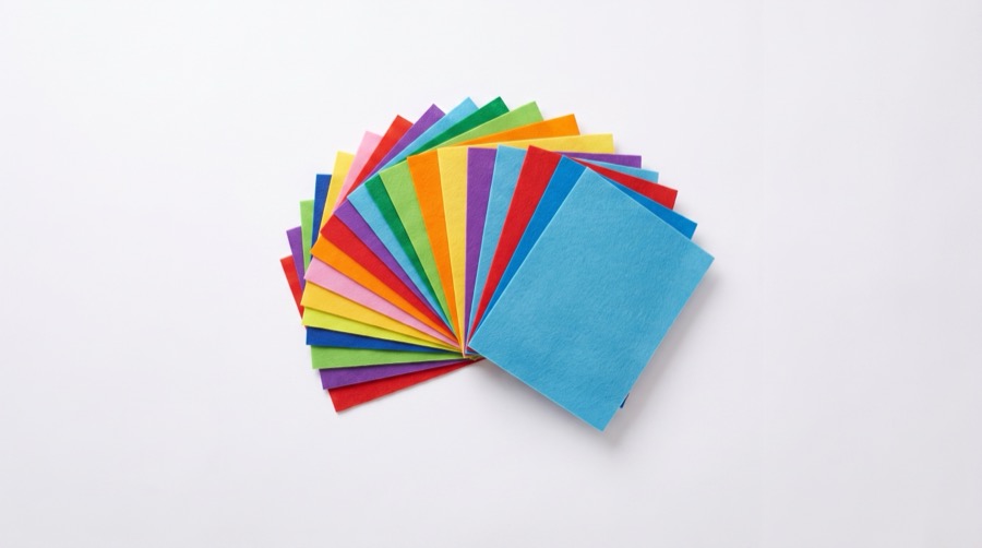 Craft-quality felt sheets in a rainbow of colors