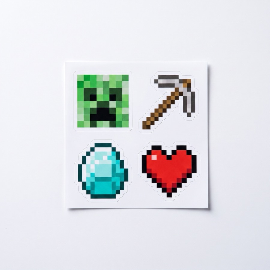 Minecraft sticker sheet, in stock in store