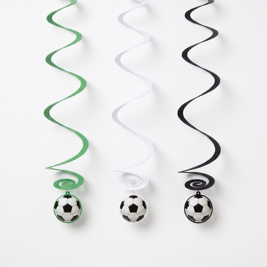 Soccer hanging swirl decorations, in stock in store