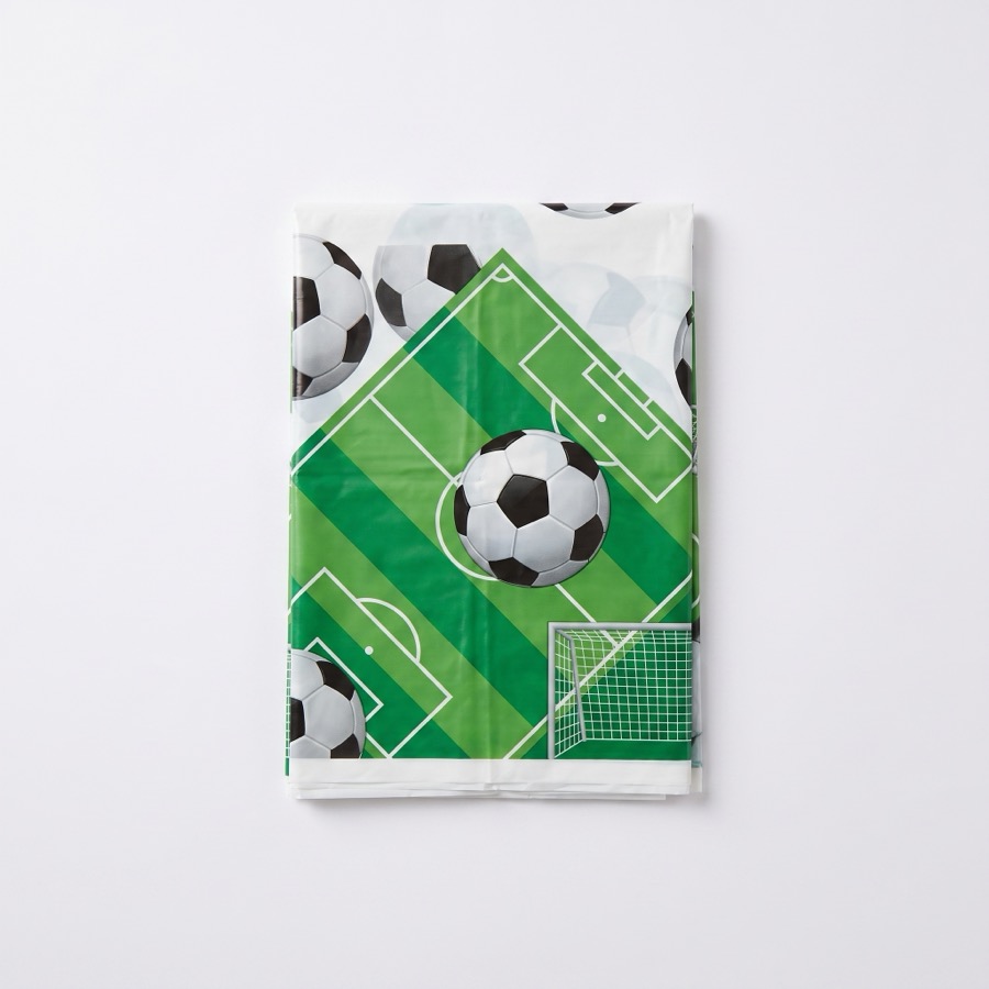 Soccer themed table cover, in stock in store