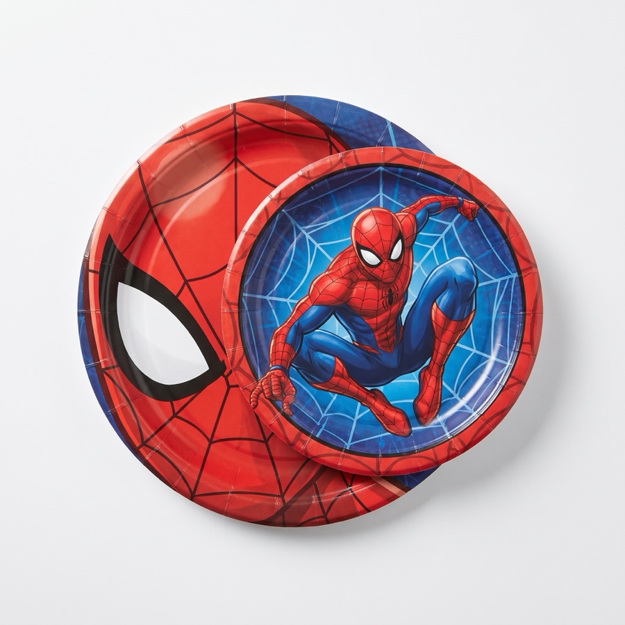 Spider-Man themed party plates, in stock in store