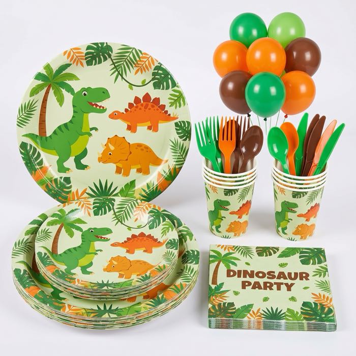 Jurassic themed balloons, plates, cups and napkins, in stock in store